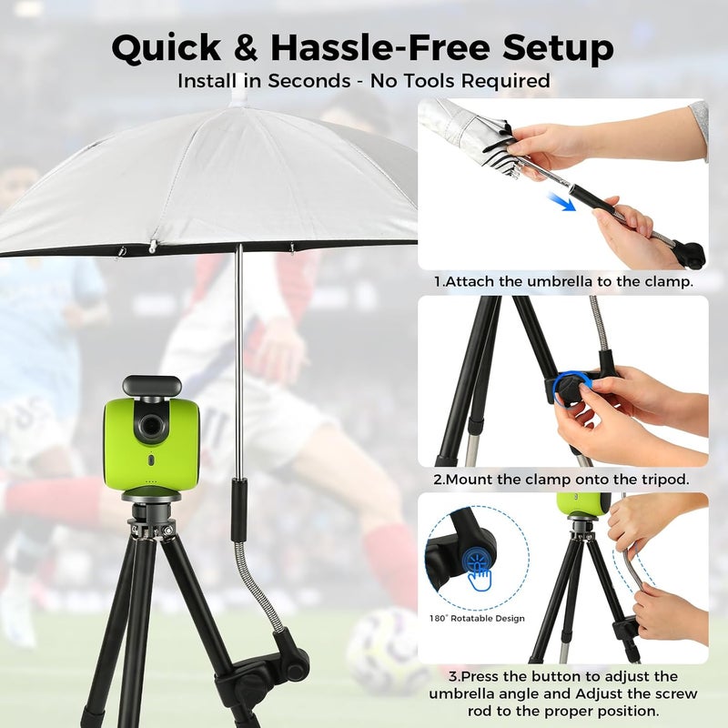 Lconvicely Camera Umbrella Compatible with Xbotgo Chameleon T4 & T1 Tripods – 50cm UV Protection, 180° Rotatable Design Photography Umbrella, Sunshield for Gimbal and Phone - Image 5